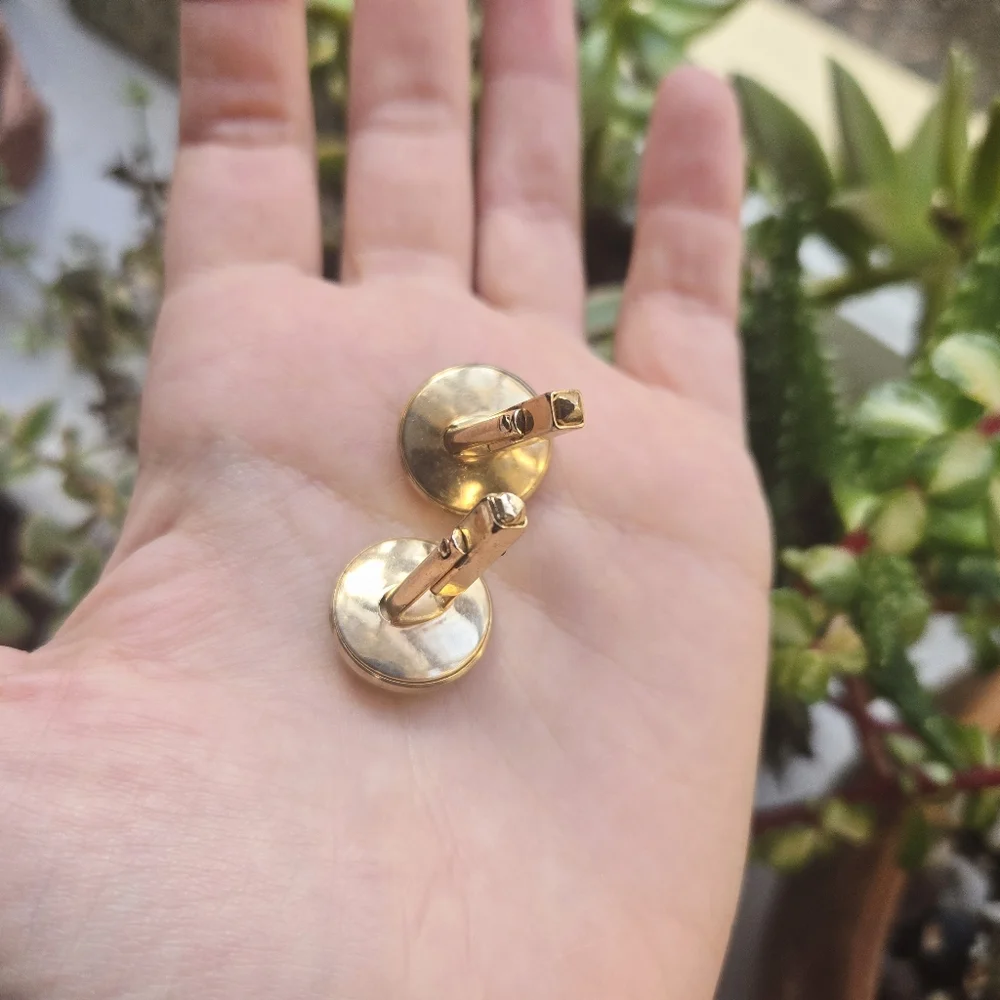Vintage Gold & Red Classic Cuff Links